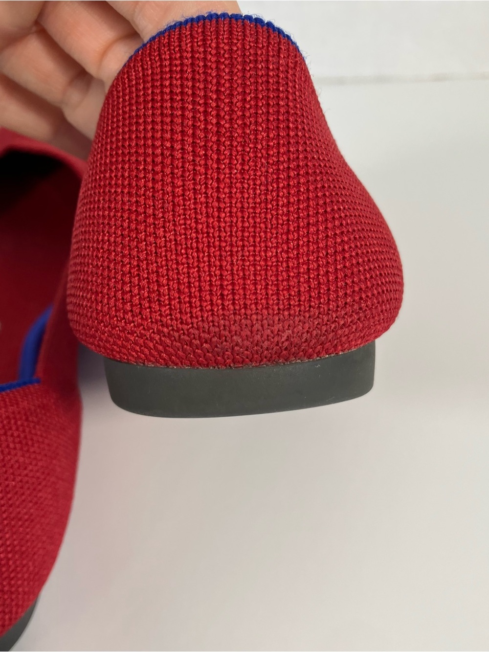 Rothy's The Point Bright Red Knit Fabric Pointed Toe Slip On Ballet Flats - Picture 14 of 16